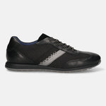 Men's Bugatti leather black leather shoes with a round toe , a tpr outsole , and laces fastening.