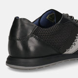 Men's Bugatti leather black leather shoes with a round toe , a tpr outsole , and laces fastening.