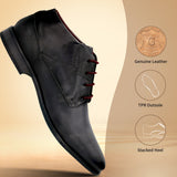 Bugatti Gapo dark blue chukka boot in premium leather, with red laces and a stacked heel.