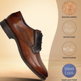 Cognac premium leather dress shoes by bugatti with a used look finish and hand finished details.