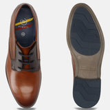 Cognac leather derby shoes by bugatti featuring perforated details and a contrasting outsole.