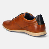 A cognac Men's bugatti Sneakers featuring a round plain toe, zero heels heel. Made from premium genuine leather with a durable tr outsole, this laces design offers both style and comfort.