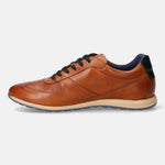 A cognac Men's bugatti Sneakers featuring a round plain toe, zero heels heel. Made from premium genuine leather with a durable tr outsole, this laces design offers both style and comfort.