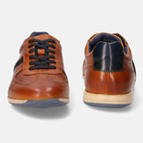 A cognac Men's bugatti Sneakers featuring a round plain toe, zero heels heel. Made from premium genuine leather with a durable tr outsole, this laces design offers both style and comfort.