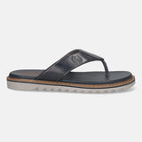 Men's Bugatti thong blue leather shoes with a round toe , a eva outsole.