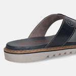 Men's Bugatti thong blue leather shoes with a round toe , a eva outsole.