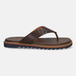 Men's Bugatti thong brown leather shoes with a round toe , a eva outsole.