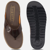 Men's Bugatti thong brown leather shoes with a round toe , a eva outsole.