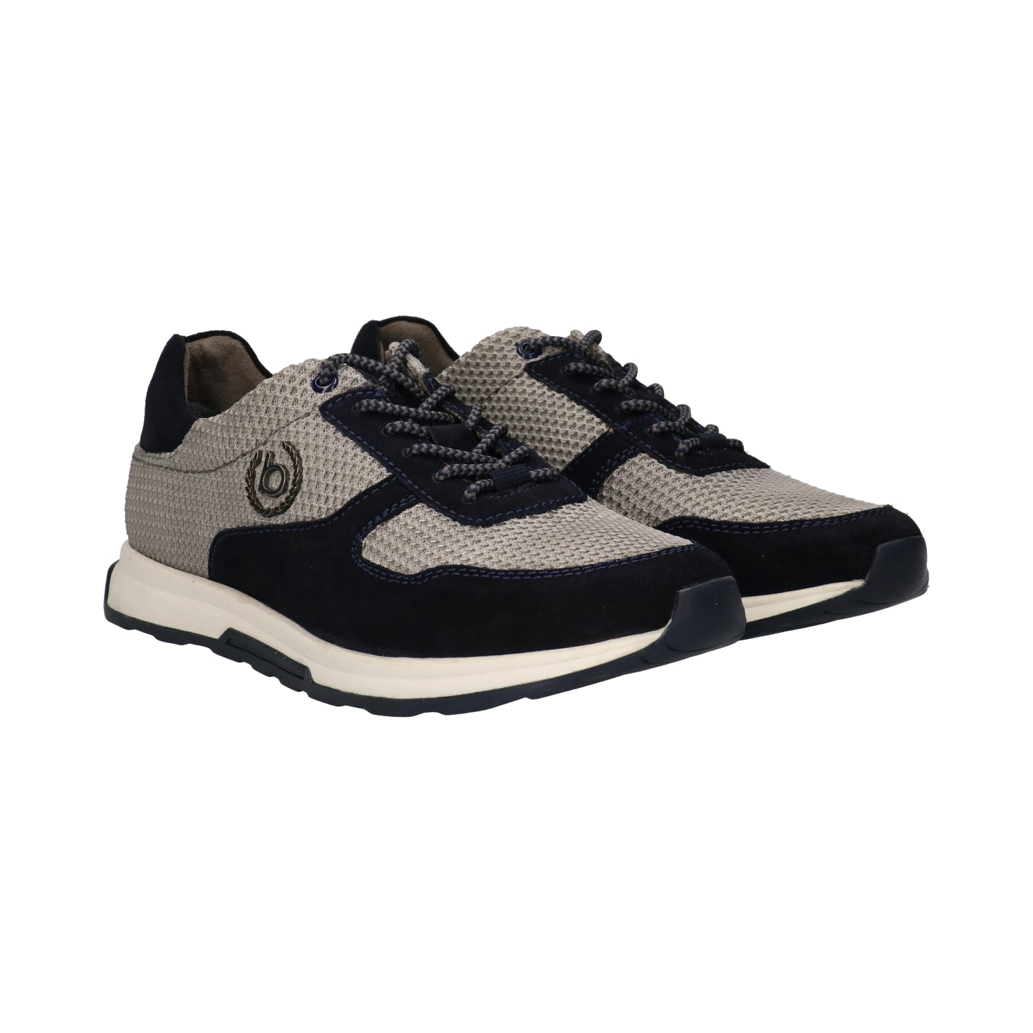 bugatti Kensingtone sneakers in dark blue leather and gray mesh, with a comfortable sole.
