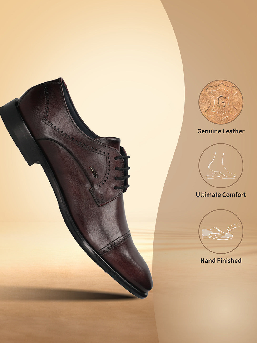 A grey Men's bugatti Derby featuring a round toe cap toe, stacked heel. Made from premium genuine leather with a durable leather outsole, this laces design offers both style and comfort.