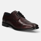 A grey Men's bugatti Derby featuring a round toe cap toe, stacked heel. Made from premium genuine leather with a durable leather outsole, this laces design offers both style and comfort.
