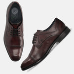 A grey Men's bugatti Derby featuring a round toe cap toe, stacked heel. Made from premium genuine leather with a durable leather outsole, this laces design offers both style and comfort.