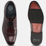 A grey Men's bugatti Derby featuring a round toe cap toe, stacked heel. Made from premium genuine leather with a durable leather outsole, this laces design offers both style and comfort.