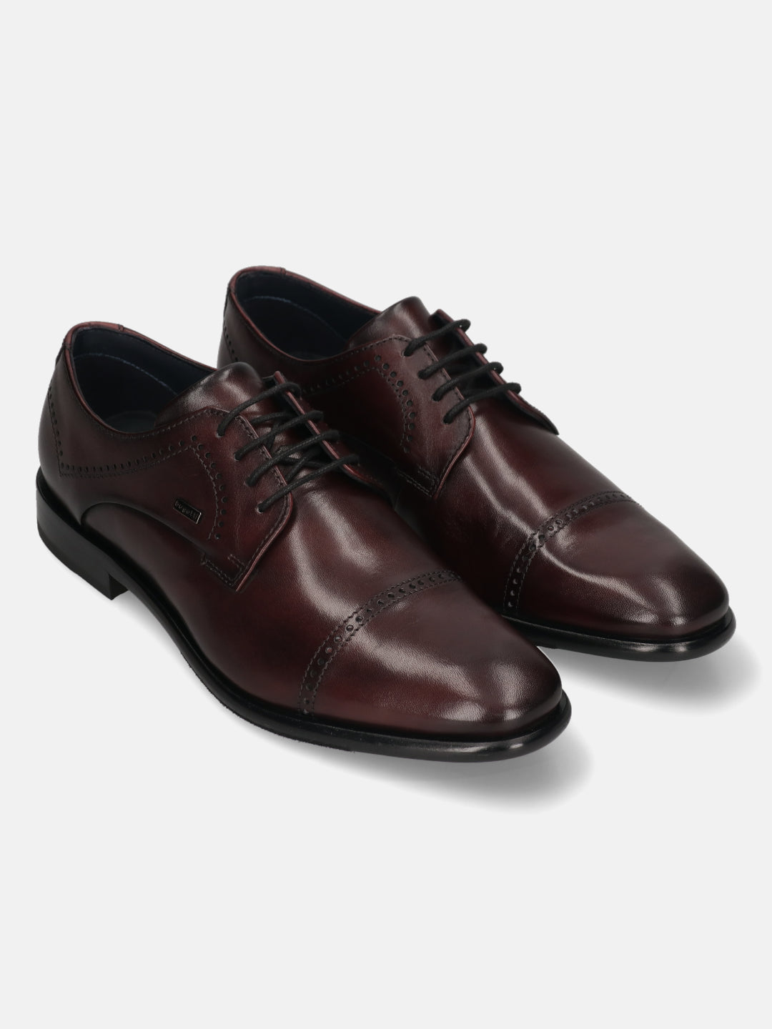 A grey Men's bugatti Derby featuring a round toe cap toe, stacked heel. Made from premium genuine leather with a durable leather outsole, this laces design offers both style and comfort.