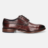A grey Men's bugatti Derby featuring a round plain toe, stacked heel. Made from premium genuine leather with a durable leather outsole, this laces design offers both style and comfort.
