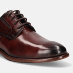 A grey Men's bugatti Derby featuring a round plain toe, stacked heel. Made from premium genuine leather with a durable leather outsole, this laces design offers both style and comfort.