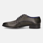 A green Men's bugatti Derby featuring a pointed plain toe, moulded  heel. Made from premium genuine leather with a durable tr outsole, this laces design offers both style and comfort.