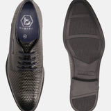 A green Men's bugatti Derby featuring a pointed plain toe, moulded  heel. Made from premium genuine leather with a durable tr outsole, this laces design offers both style and comfort.