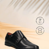 Bugatti Gapo Black Premium Leather Comfort Monk Strap Slip-On Formal