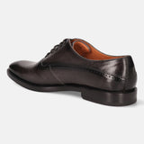 A grey Men's bugatti Oxford featuring a chisel toe plain toe, stacked heel. Made from premium genuine leather with a durable leather outsole, this laces design offers both style and comfort.