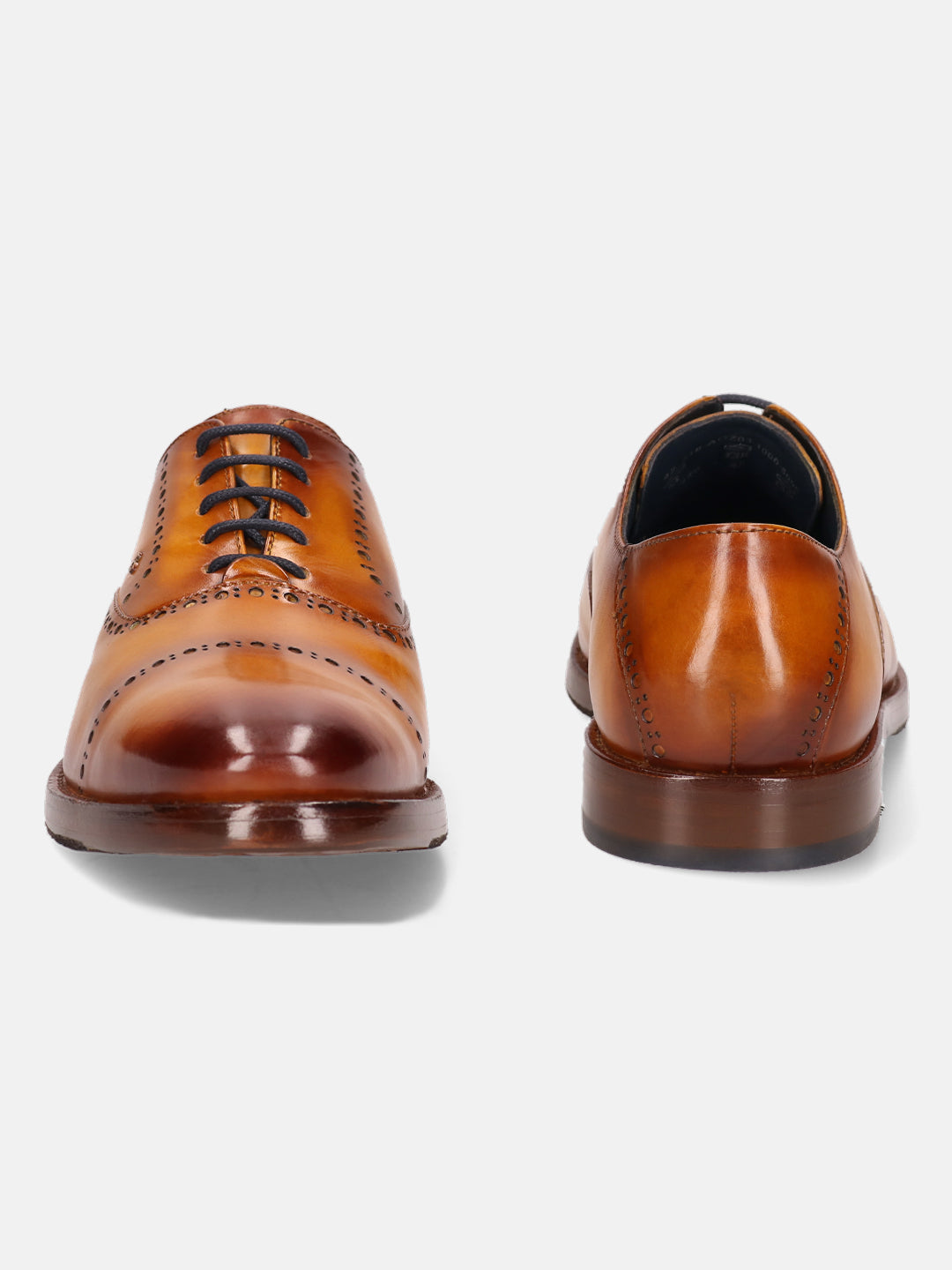 Yellow premium leather oxford formal shoes by bugatti, featuring black laces and decorative perforations.