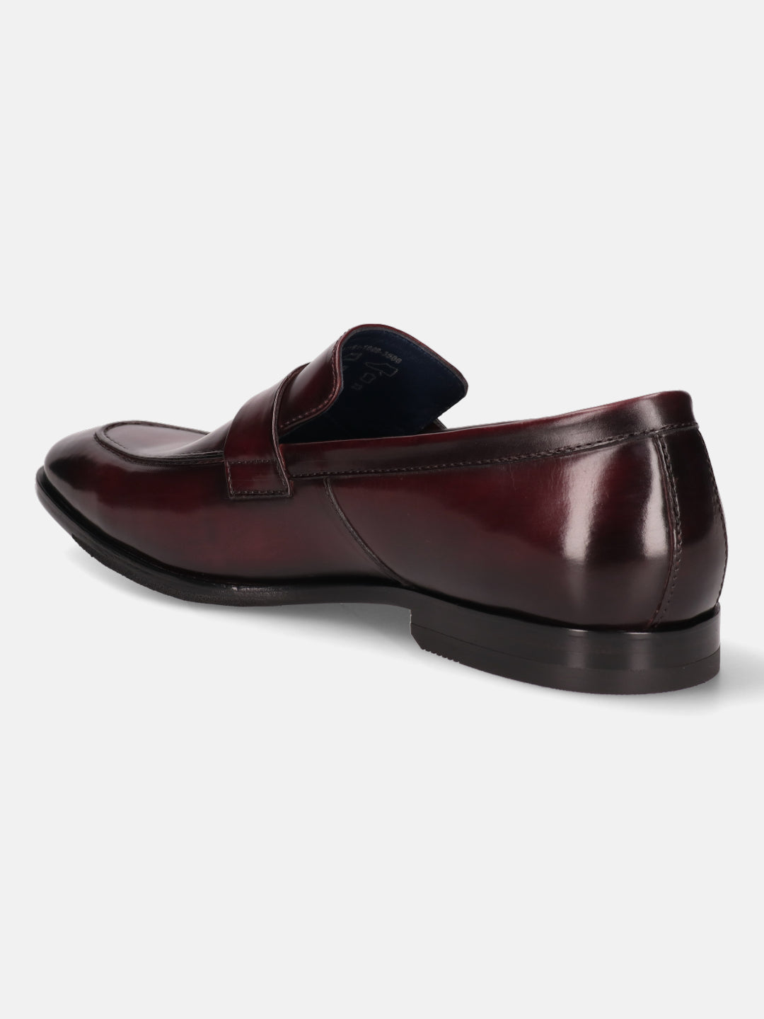 A grey Men's bugatti Penny Loafer featuring a round toe apron toe, stacked heel. Made from premium genuine leather with a durable leather outsole, this slip-on design offers both style and comfort.