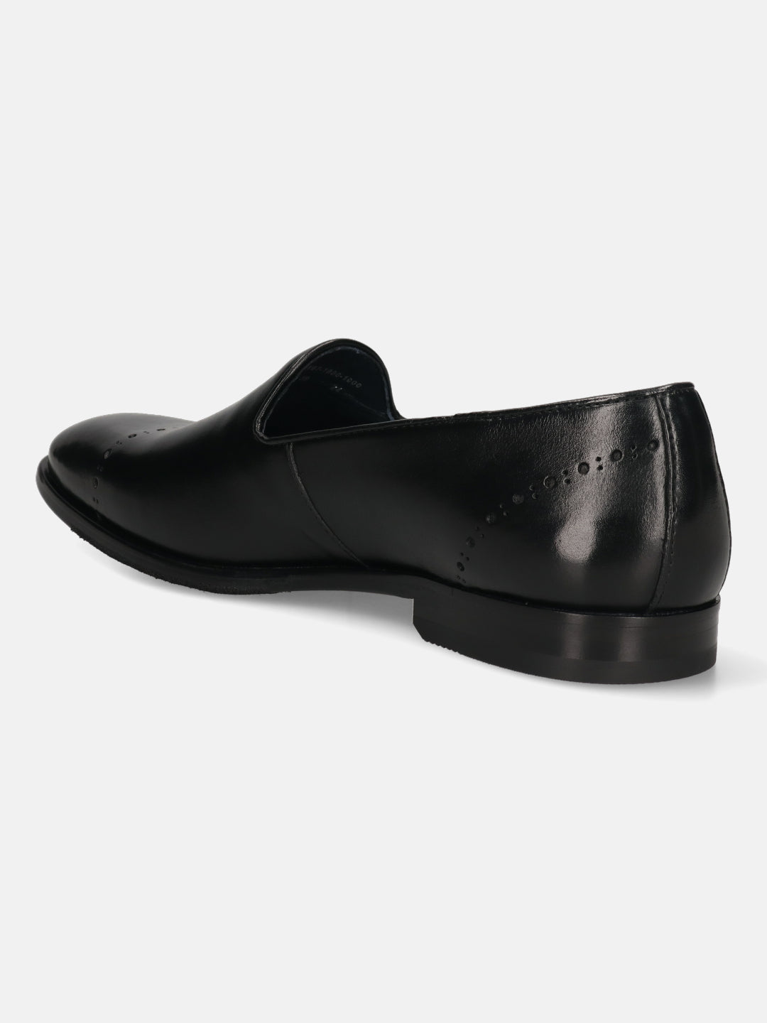 A black Men's bugatti Venetian Loafers featuring a round toe plain toe, stacked heel. Made from premium genuine leather with a durable leather outsole, this slip-on design offers both style and comfort.