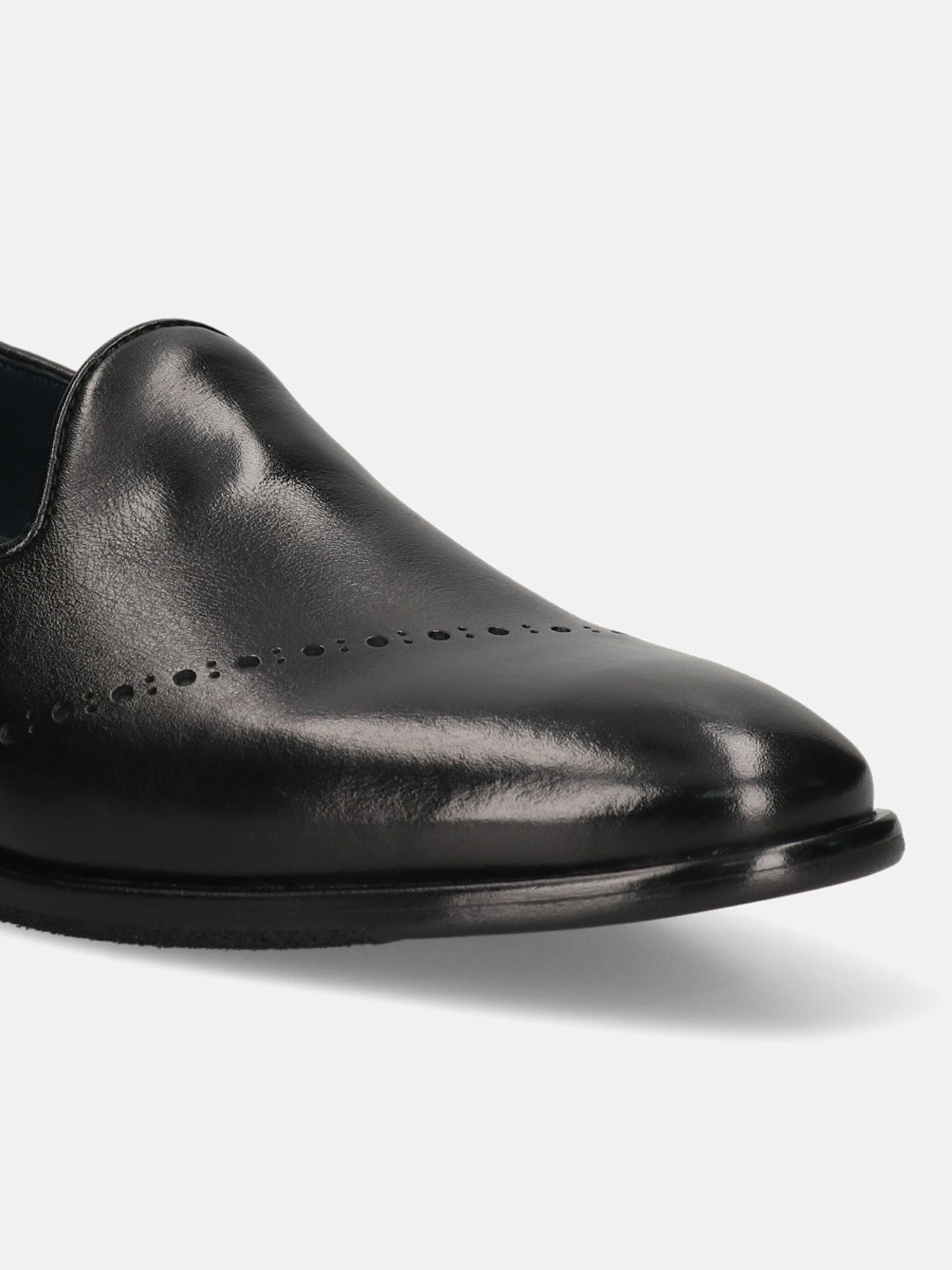 A black Men's bugatti Venetian Loafers featuring a round toe plain toe, stacked heel. Made from premium genuine leather with a durable leather outsole, this slip-on design offers both style and comfort.