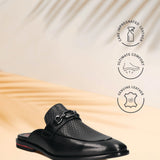 Bugatti Rico Black Premium Leather Comfort Mules Slip-On Formal