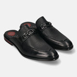 Bugatti Rico Black Premium Leather Comfort Mules Slip-On Formal