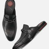 Bugatti Rico Black Premium Leather Comfort Mules Slip-On Formal