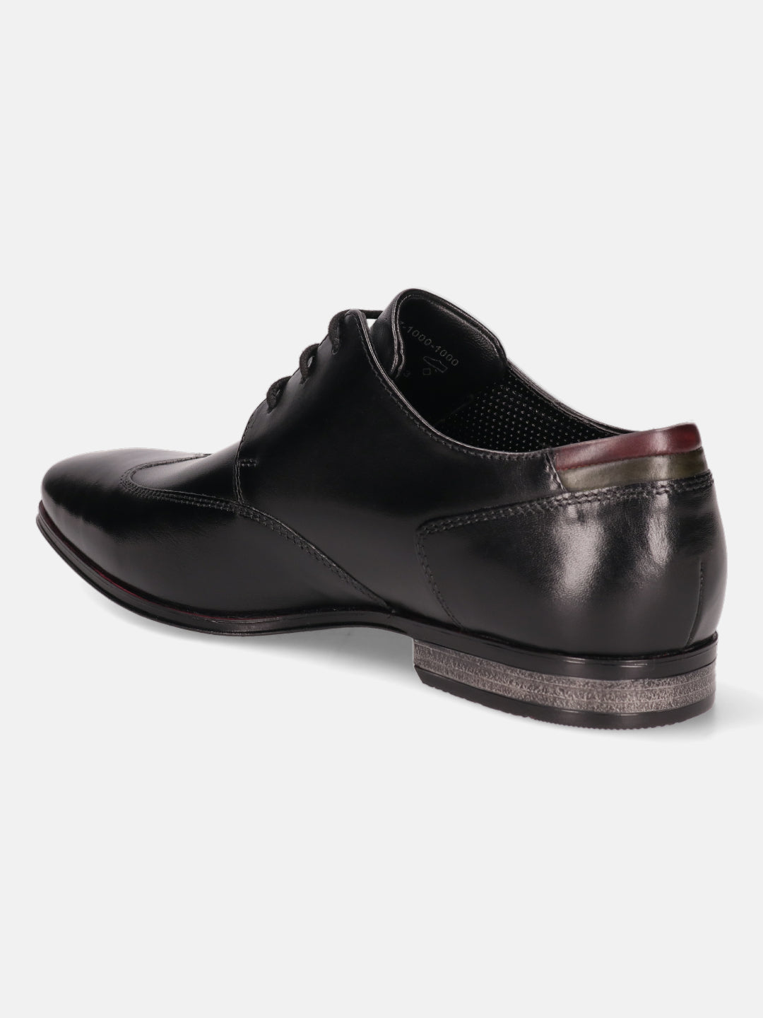 A black Men's bugatti Derby featuring a round wing tip, moulded  heel. Made from premium genuine leather with a durable high quality synthetic outsole, this laces design offers both style and comfort.
