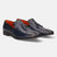 A blue Men's bugatti Tassel Loafers featuring a round toe plain toe, stacked heel. Made from premium genuine leather with a durable high quality synthetic outsole, this slip-on design offers both style and comfort.