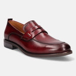 A grey Men's bugatti Penny Loafer featuring a round apron toe, moulded  heel. Made from premium genuine leather with a durable tr outsole, this slip-on design offers both style and comfort.