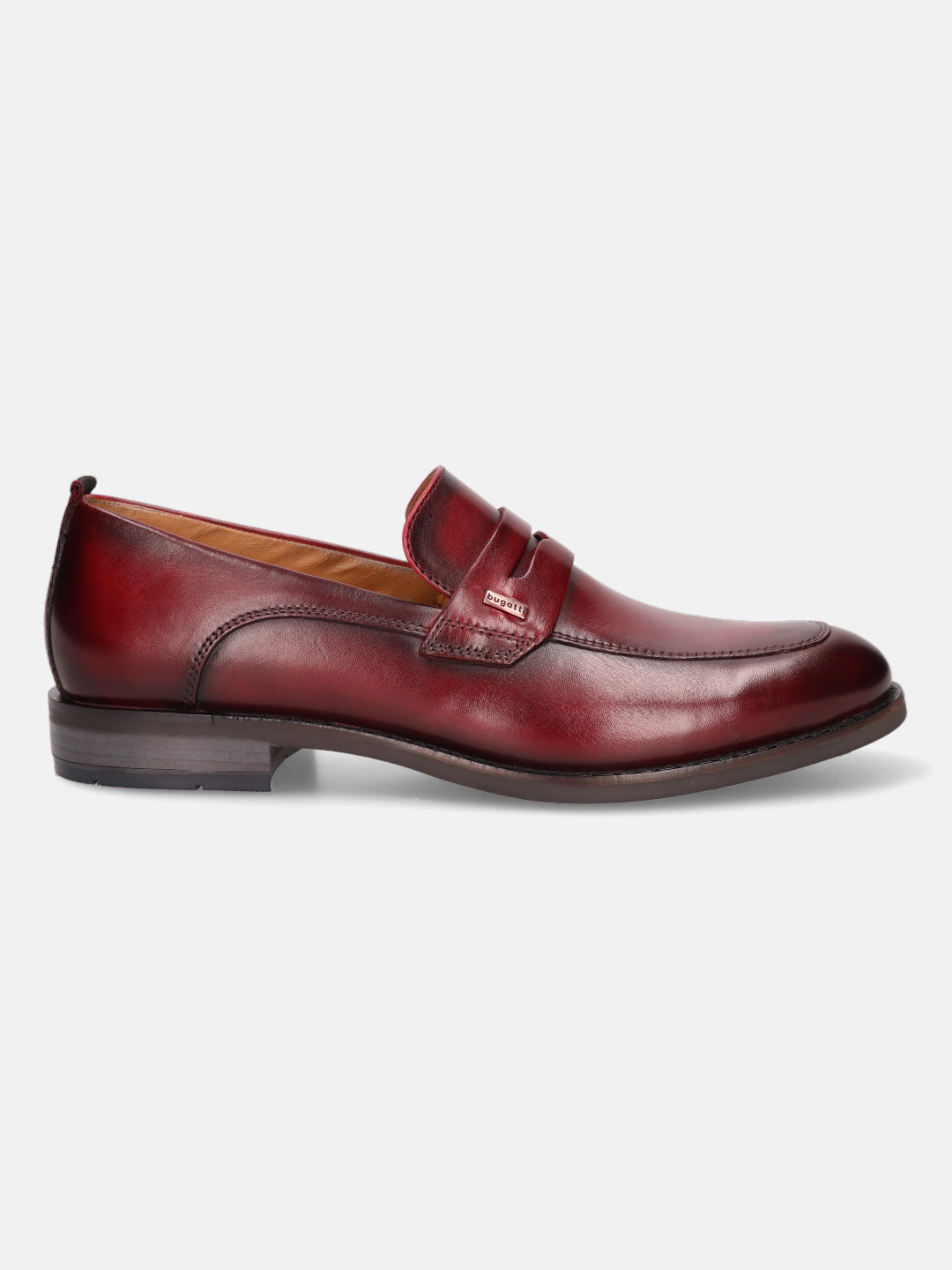 A grey Men's bugatti Penny Loafer featuring a round apron toe, moulded  heel. Made from premium genuine leather with a durable tr outsole, this slip-on design offers both style and comfort.