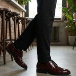 bugatti Lero Comfort Bordo formal shoes in premium, shiny burgundy leather, with black laces.
