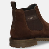 A brown Men's bugatti Chelsea Boots featuring a round toe plain toe, moulded  heel, and a wide fit. Made from premium genuine leather with a durable tr outsole, this elastic design offers both style and comfort.