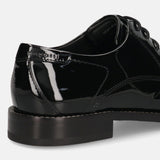 A black Men's bugatti Derby featuring a pointed toe plain toe, stacked heel. Made from premium genuine leather with a durable leather outsole, this laces design offers both style and comfort.