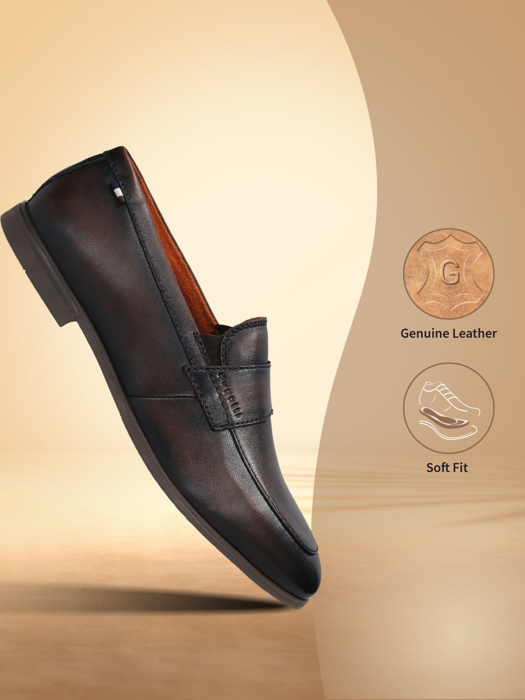 Bugatti Tryst dark brown premium leather penny loafer shoe.