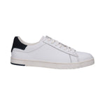 bugatti Orazio white leather sneakers with a black heel accent and lace-up closure, shown in a side view.