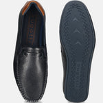 Men's Bugatti casual blue leather shoes with a square toe and apron toe , a tpr outsole.