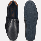 Men's Bugatti casual blue leather shoes with a square toe and apron toe , a tpr outsole.