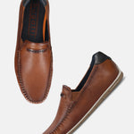 Men's Bugatti casual cognac leather shoes with a square toe and apron toe , a tpr outsole.