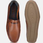 Men's Bugatti casual cognac leather shoes with a square toe and apron toe , a tpr outsole.