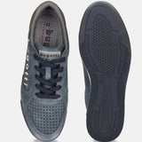Bugatti Trevor blue comfort sneakers, shown with perforated detailing, navy laces, and a patterned sole.
