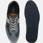 Bugatti Riptide blue comfort sneakers with gray laces, brown accents, and a ridged sole.
