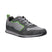 Side view of a gray bugatti Riptide sneaker with green accents and gray laces.
