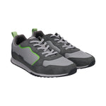 bugatti Riptide dark gray sneakers with gray laces and green accents.
