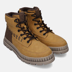 Bugatti Pallario beige casual boots with a brown accent at the heel, lace-up closure, and lug soles.