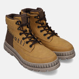 Bugatti Pallario beige casual boots with a brown accent at the heel, lace-up closure, and lug soles.
